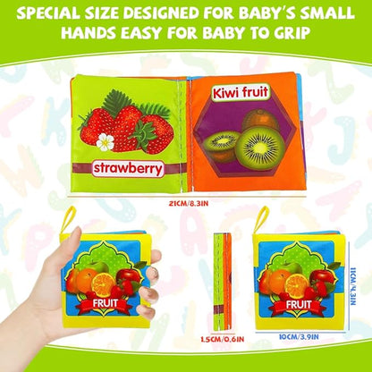 Intellibaby 6-Book Set – Soft Sensory Cloth Books for Babies, Crinkle Sound & Washable, Early Learning Themes Animals,Fruits,Numbers,Non-Toxic & Educator Recommended,Gift for Babies & Toddlers